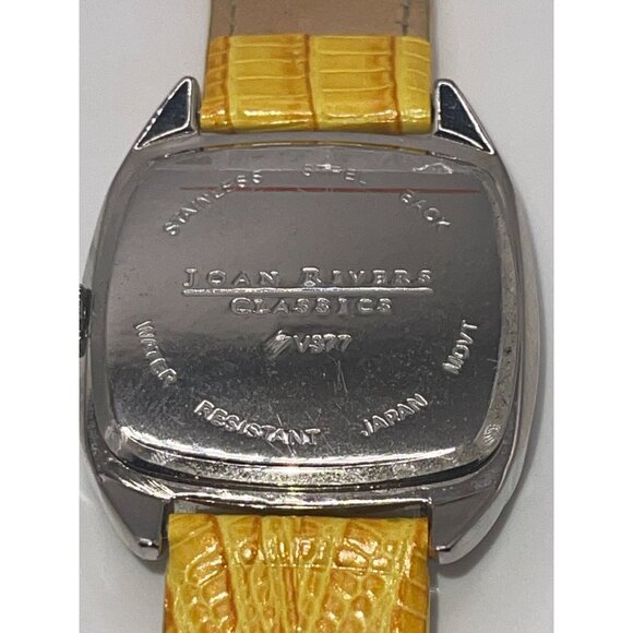 Joan Rivers Classic Wristwatch Yellow Textured Leather Band with a Square Face, main image 13